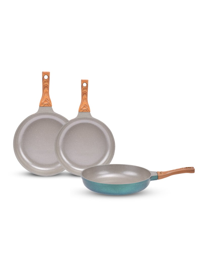 Solingen CBH 3-piece round granite frying pan set (20/24/28 cm) - Blue